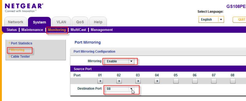 Port Mirroring Screenshot