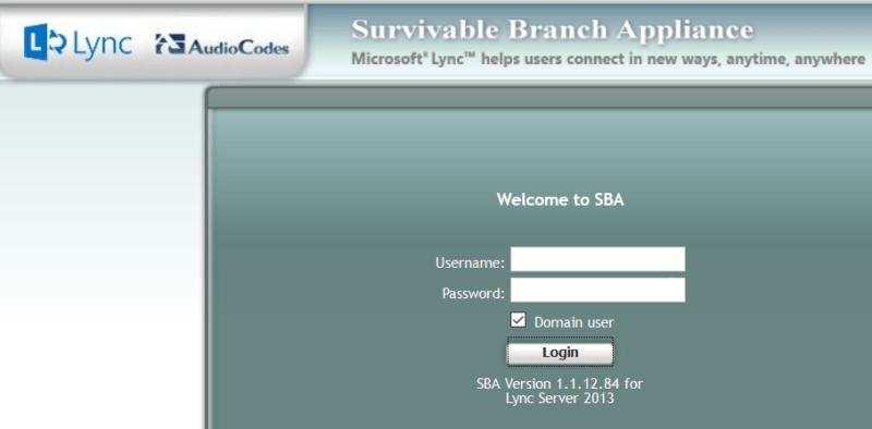 How your AudioCodes SBA login pages should look, as of May 2016